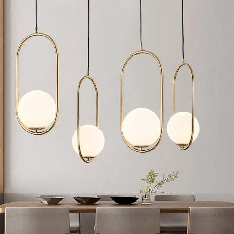 Glass Pendant Light with Metal Frame for Kitchen Island Dining Room Contemporary Ceiling Fixture Modern Hanging Lamp