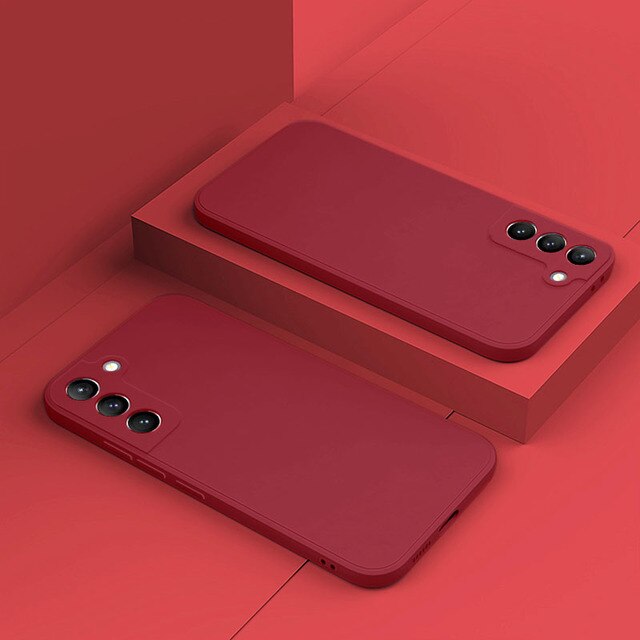 Silicone Phone Case with Microfiber Lining for Samsung Galaxy S22-S26 | Shock-Absorbing Protective Cover with Raised Edges