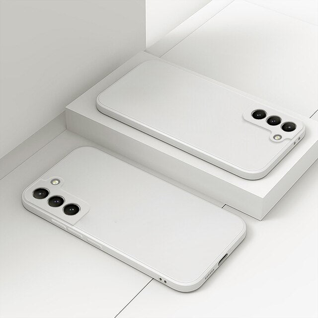 Silicone Phone Case with Microfiber Lining for Samsung Galaxy S22-S26 | Shock-Absorbing Protective Cover with Raised Edges