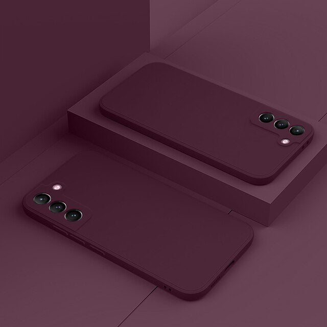 Silicone Phone Case with Microfiber Lining for Samsung Galaxy S22-S26 | Shock-Absorbing Protective Cover with Raised Edges