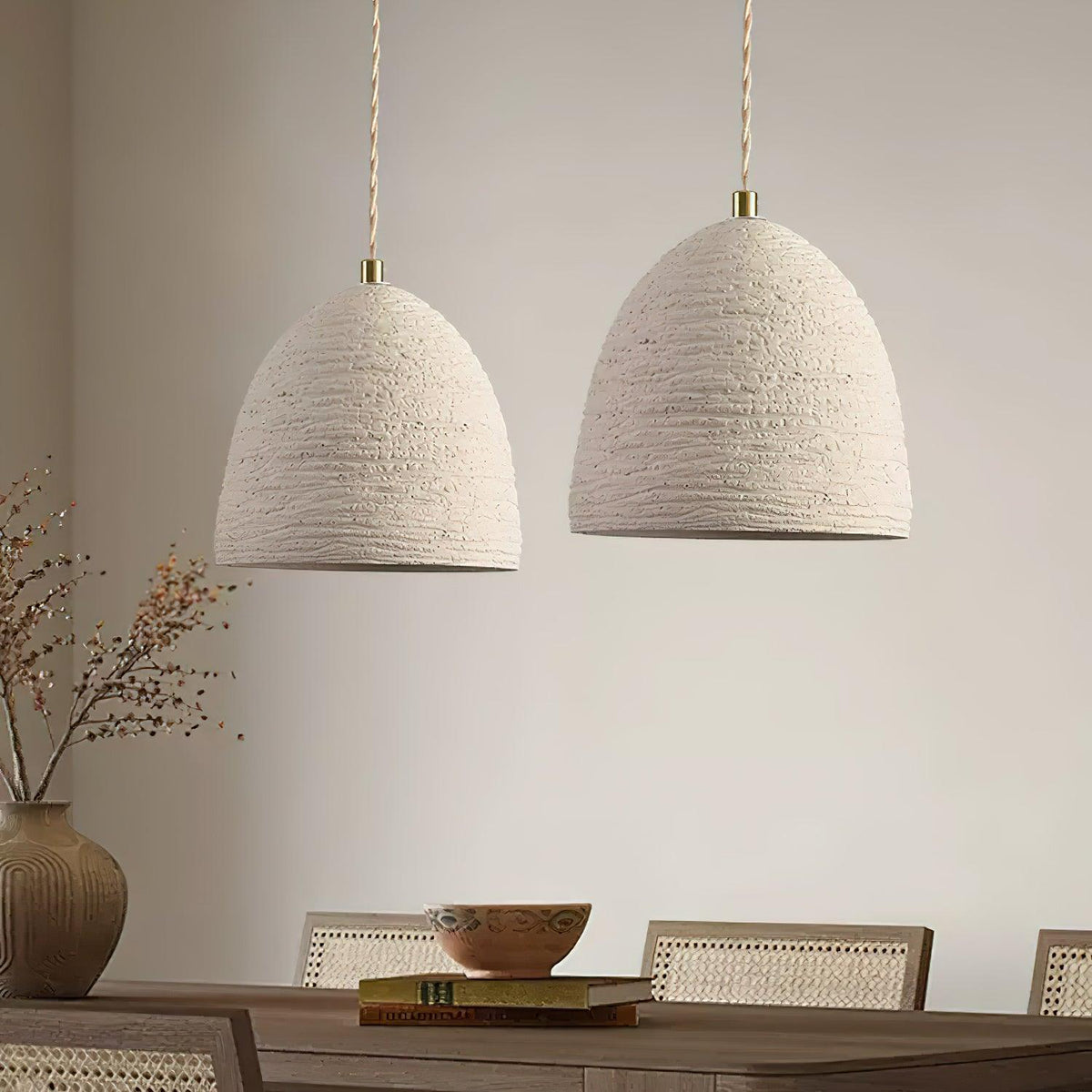 Industrial Concrete Hanging Light Fixture with Adjustable Cord for Kitchen Island Breakfast Bar Dining Area Counter Modern Gray Cement Suspe
