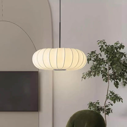 Hanging Silk Ceiling Fixture with Organic Shape for Dining Rooms & Living Spaces – Dimmable LED Compatible in 12, 16, or 20 Inch Sizes