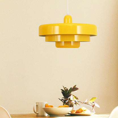 Round Metal Pendant Light 14-Inch Industrial Farmhouse Ceiling Fixture for Kitchen Island Dining Room Bedroom E26 Socket Green Orange