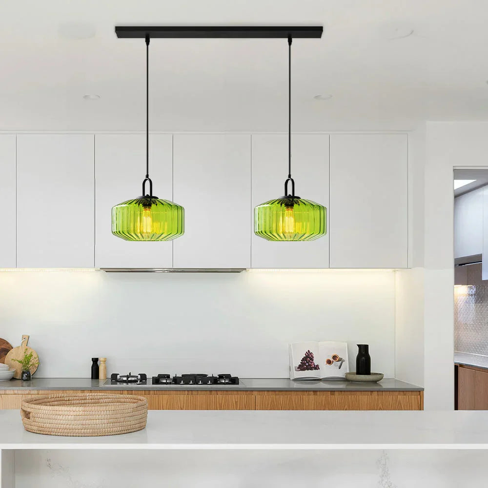Handblown Glass Pendant Light Fixture 11 Inch Diameter for Kitchen Dining Room Hallway Living Room Bedroom LED Ceiling Light