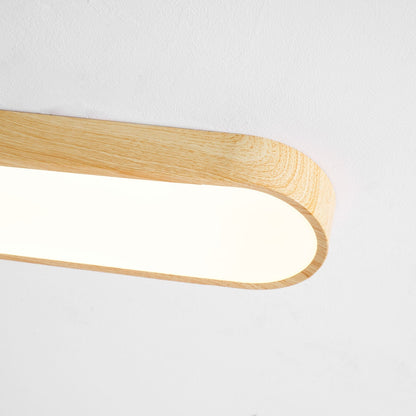 LED Flush Mount Fixture with Wood-Effect Trim 16-Inch White for Bedroom Kitchen Hallway Low Profile Integrated Ceiling Light