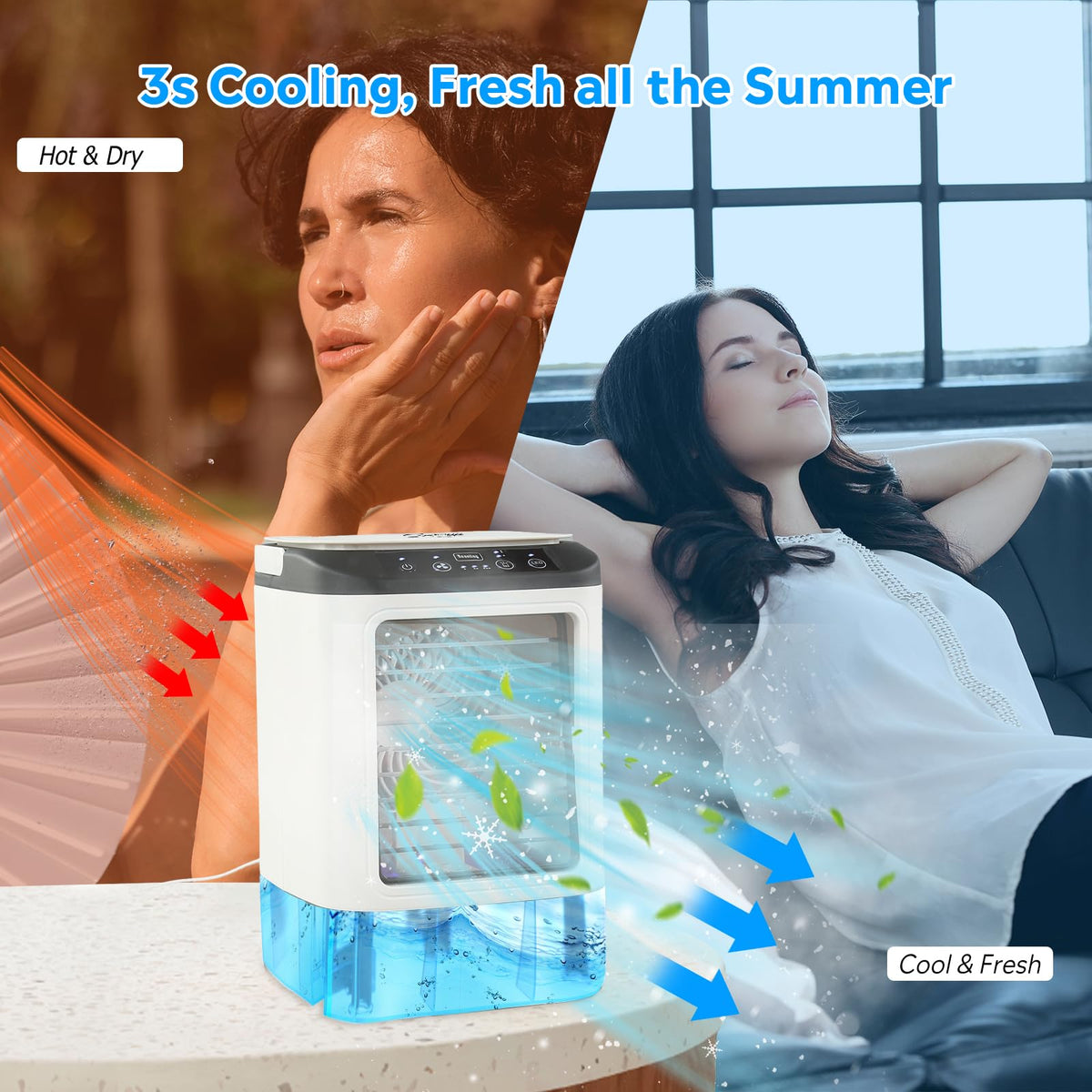 Mini Air Conditioner | 4-in-1 Portable AC with Fast Cooling & Adjustable Airflow | Ideal for Home, Office, and Travel