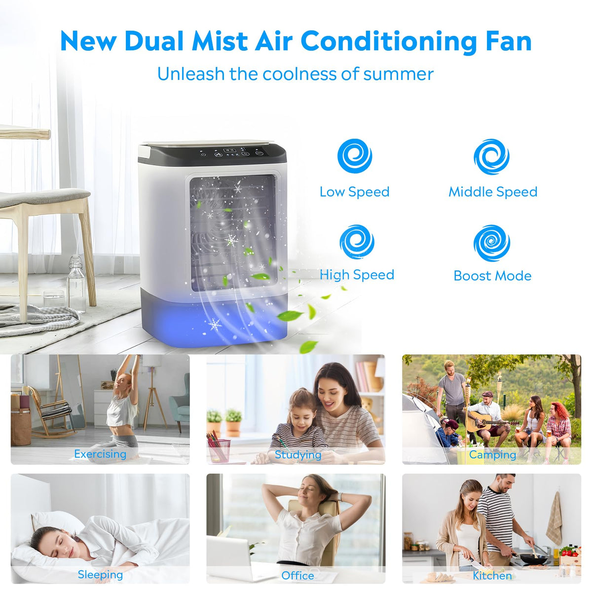 Mini Air Conditioner | 4-in-1 Portable AC with Fast Cooling & Adjustable Airflow | Ideal for Home, Office, and Travel