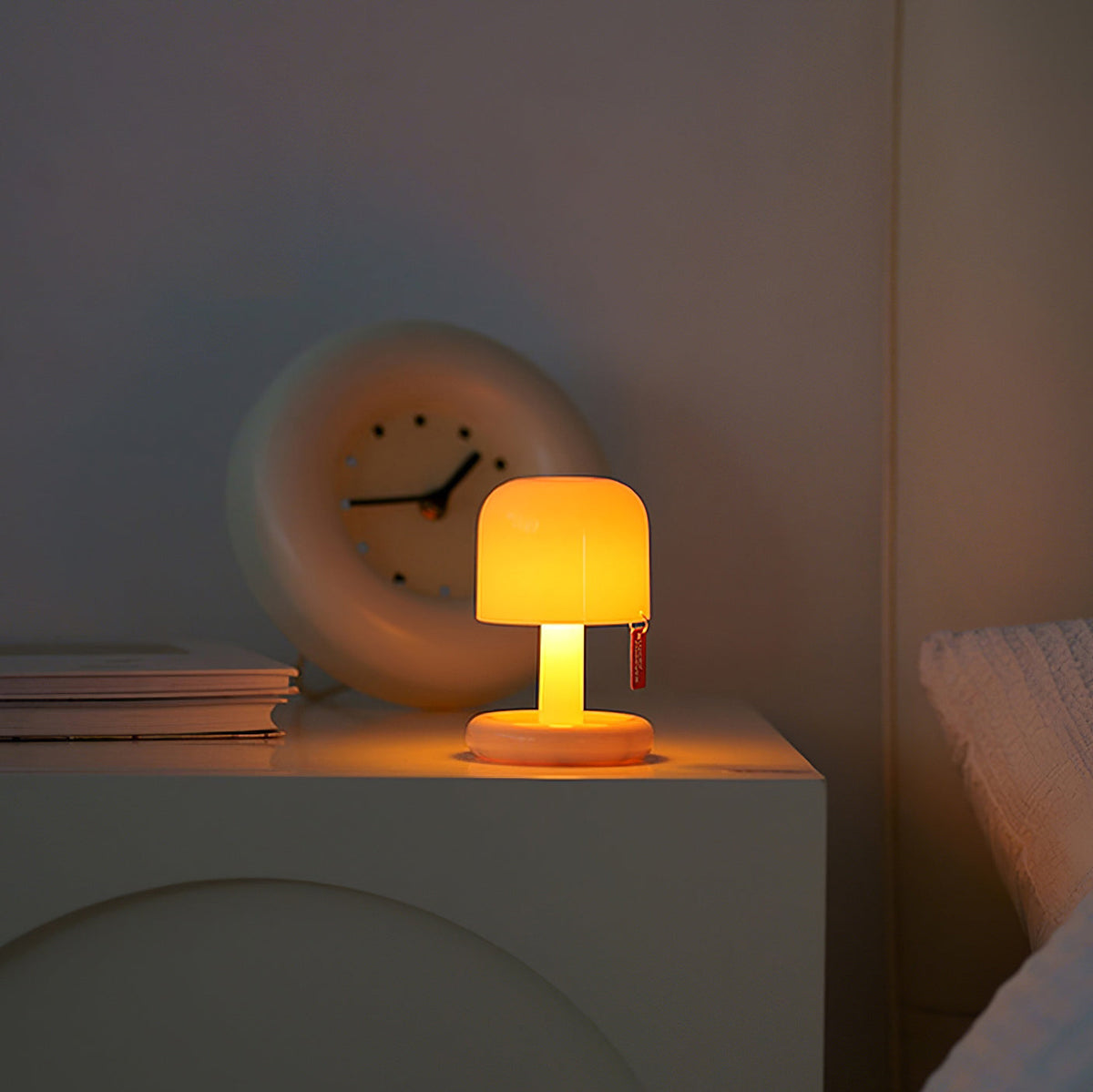 LED Nightstand Light 4 in Tall Acrylic Minimalist Desk Lamp Warm Glow USB Charging Port Bedside Reading Light Space-Saving Modern Decor