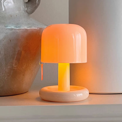 LED Nightstand Light 4 in Tall Acrylic Minimalist Desk Lamp Warm Glow USB Charging Port Bedside Reading Light Space-Saving Modern Decor