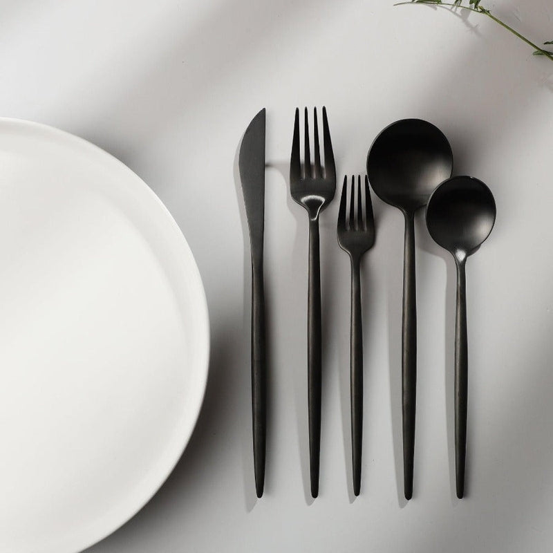 Titanium-Coated Stainless Steel Flatware Set – 18/10 Premium Dinnerware Service for Everyday Dining & Special Occasions