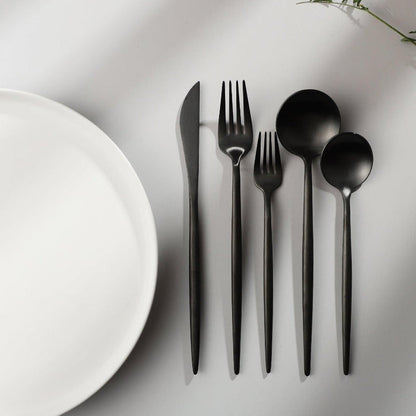 Stainless Steel Flatware Set – Matte Finish 5-Piece Place Settings for Everyday & Formal Dining