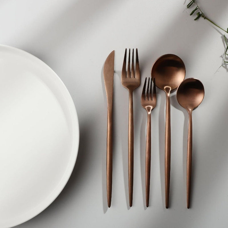 Titanium-Coated Stainless Steel Flatware Set – 18/10 Premium Dinnerware Service for Everyday Dining & Special Occasions