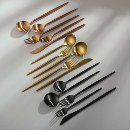 Titanium-Coated Stainless Steel Flatware Set – 18/10 Premium Dinnerware Service for Everyday Dining & Special Occasions