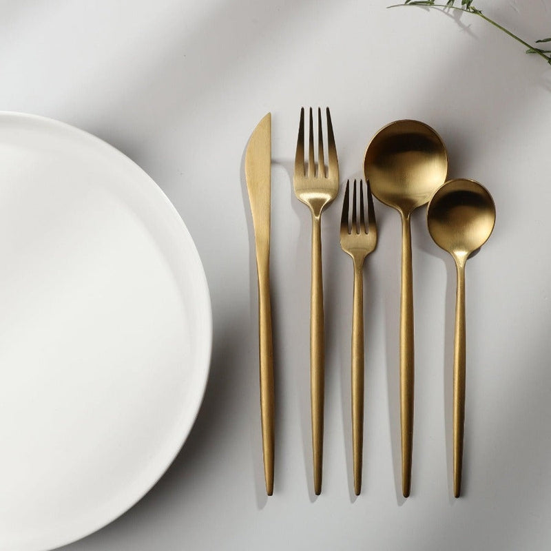 Stainless Steel Flatware Set – Matte Finish 5-Piece Place Settings for Everyday & Formal Dining