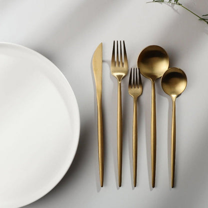 Stainless Steel Flatware Set – Matte Finish 5-Piece Place Settings for Everyday & Formal Dining
