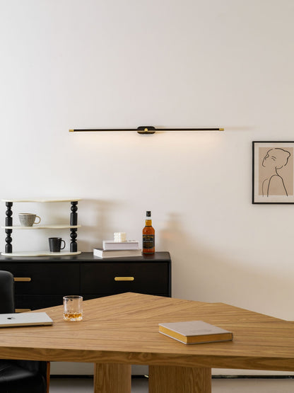 LED Bathroom Mirror Light 27 in Rechargeable Dimmable Wall Sconce Black Gold Wireless Touch Control Vanity Fixture for Powder Room