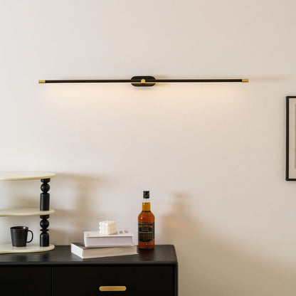 LED Bathroom Mirror Light 27 in Rechargeable Dimmable Wall Sconce Black Gold Wireless Touch Control Vanity Fixture for Powder Room