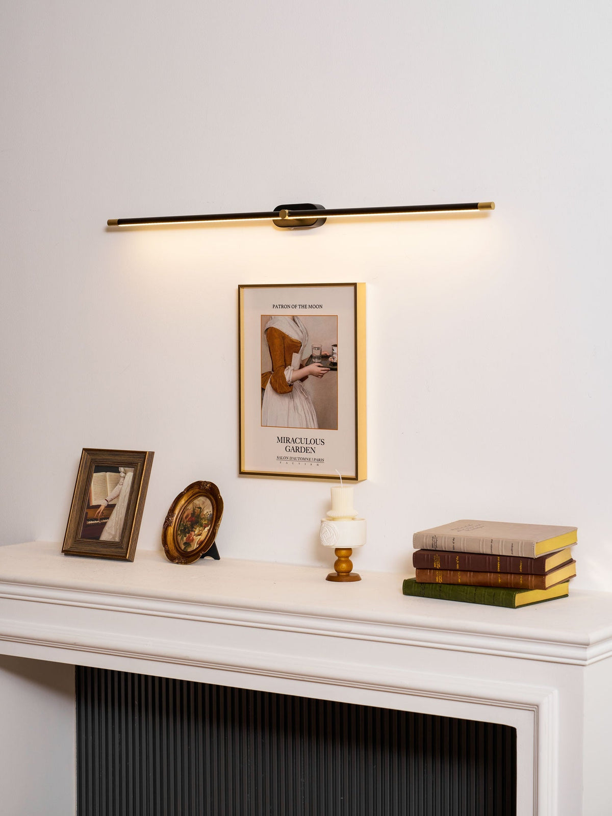 LED Bathroom Mirror Light 27 in Rechargeable Dimmable Wall Sconce Black Gold Wireless Touch Control Vanity Fixture for Powder Room