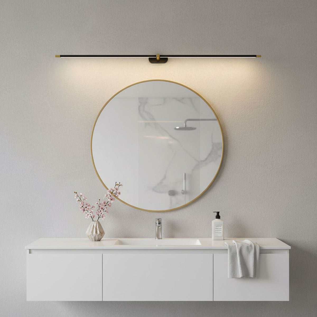 Linear LED Bathroom Vanity Light Fixture 27-50 Inch Metal Wall Sconce for Mirror Black Gold Brushed Nickel Warm Lighting Powder Room Dressin