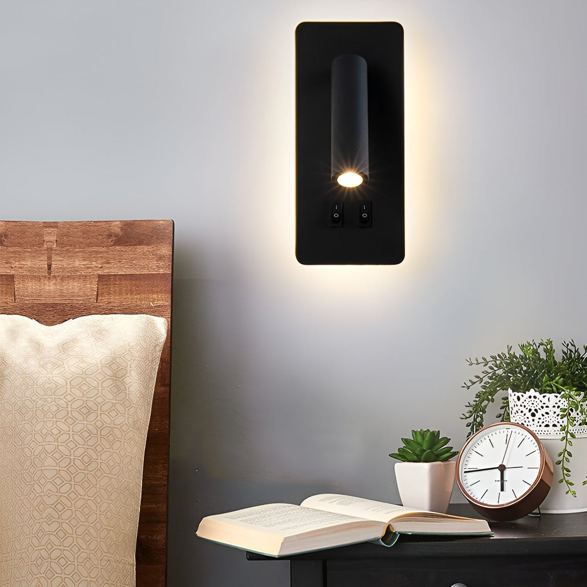 Minimalist Cylindrical Wall Lamp with Dual Switch and 330° Rotatable LED Light – Iron Design