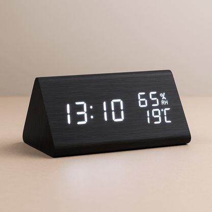 Minimalist Digital Wall Clock with Adjustable Brightness | Sleek Wooden Design for Modern Spaces
