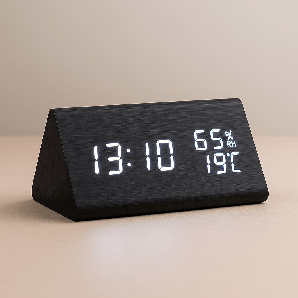 Minimalist Digital Wall Clock with Adjustable Brightness | Sleek Wooden Design for Modern Spaces