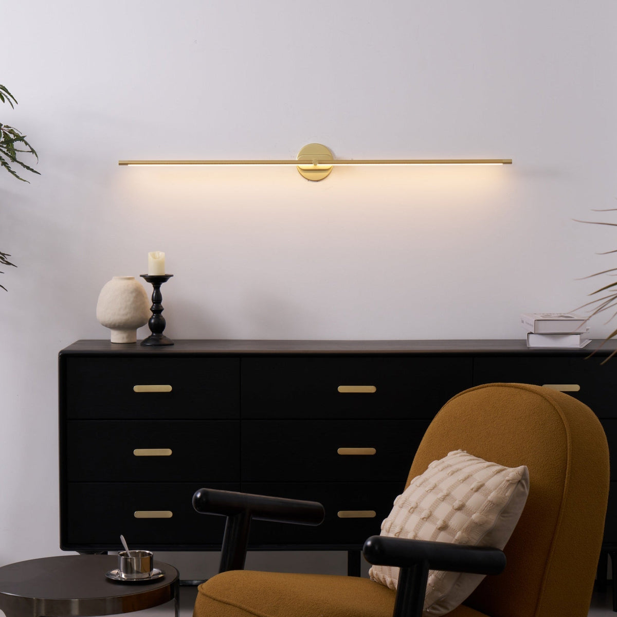 Linear LED Bathroom Vanity Light Fixture 27-50 Inch Metal Wall Sconce for Mirror Black Gold Brushed Nickel Warm Lighting Powder Room Dressin