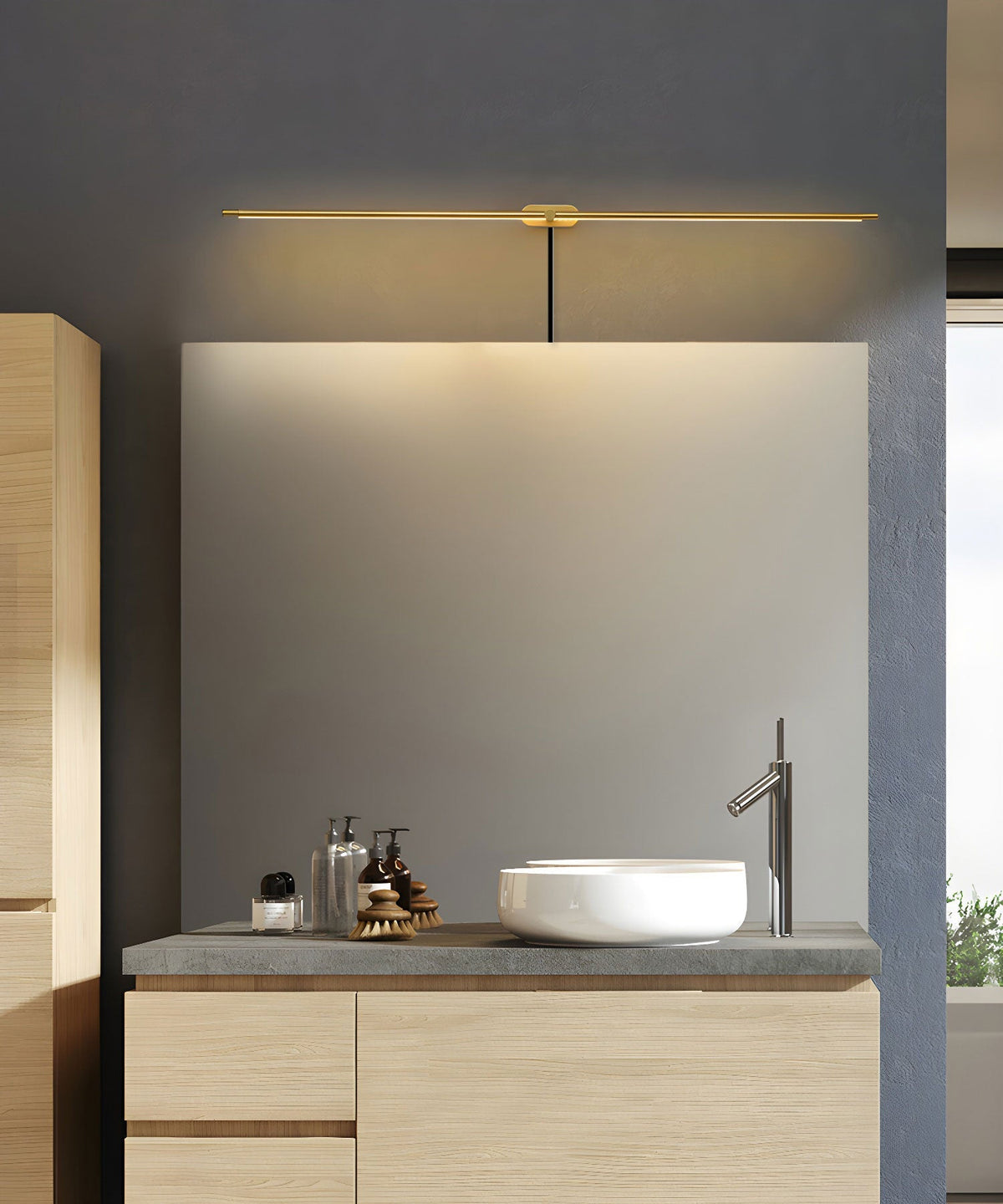 Bathroom Vanity Mirror Light Bar 27 in Metal Wall Mount LED Fixture Dimmable Warm Neutral Cool White for Makeup Bath Cabinet