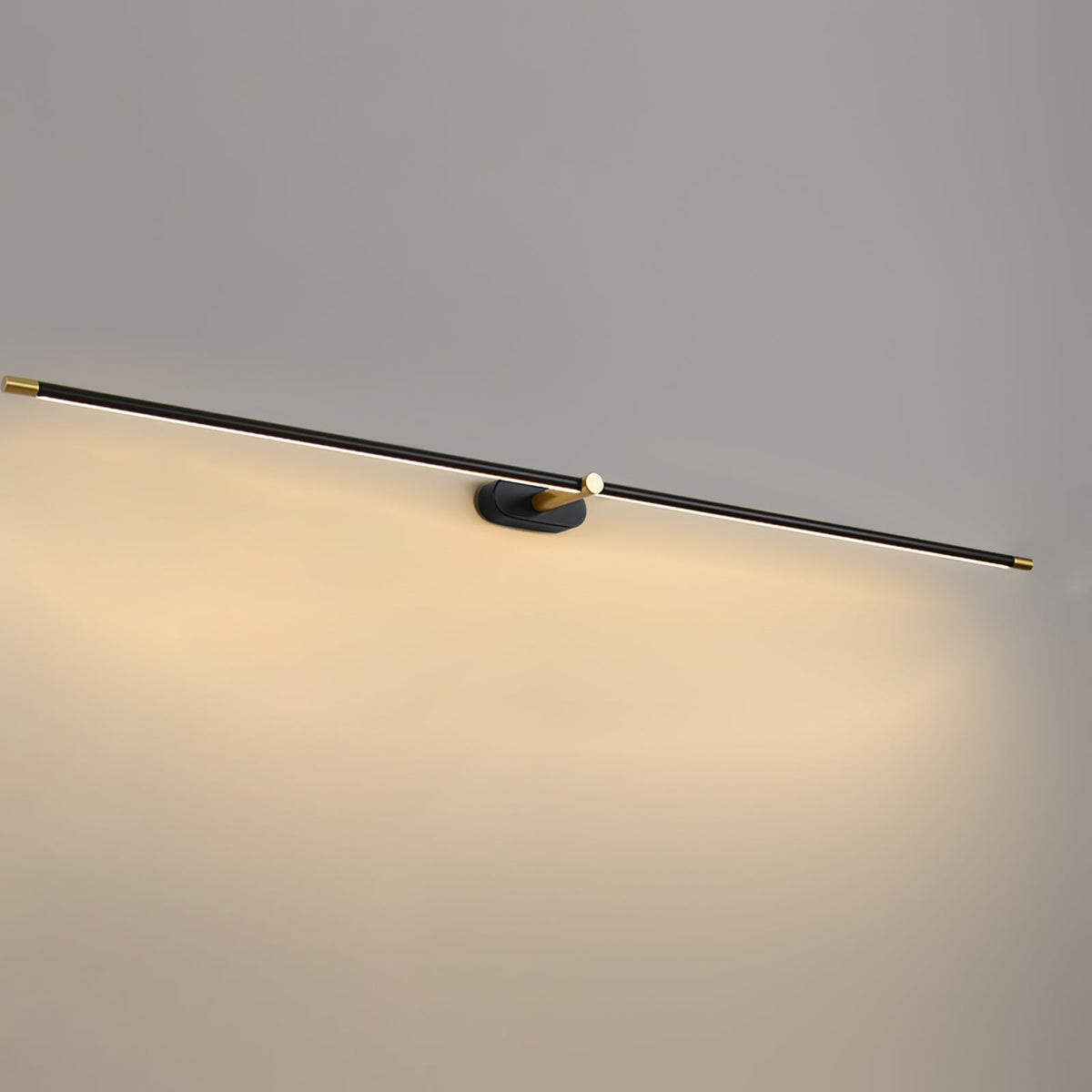 LED Bathroom Mirror Light 27 in Rechargeable Dimmable Wall Sconce Black Gold Wireless Touch Control Vanity Fixture for Powder Room