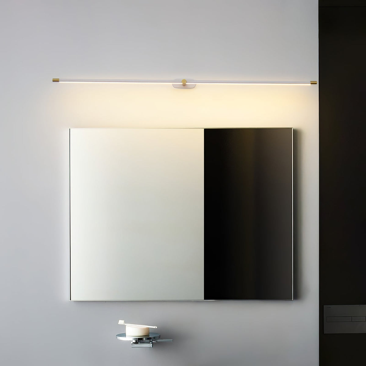 LED Bathroom Mirror Light 27 in Rechargeable Dimmable Wall Sconce Black Gold Wireless Touch Control Vanity Fixture for Powder Room