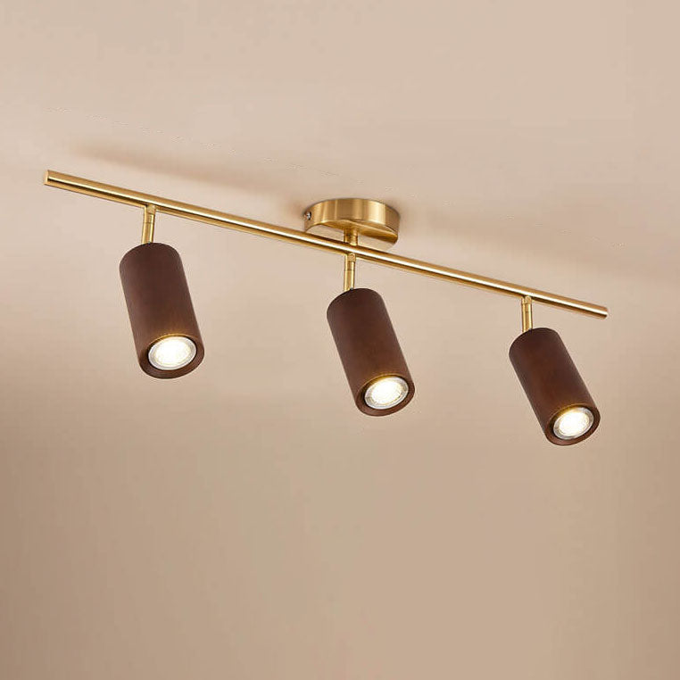Minimalist Walnut Wood Spotlight | LED Semi-Recessed Ceiling Light for Modern Illumination