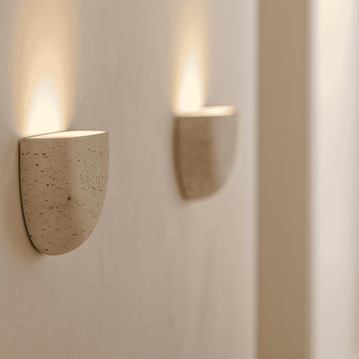 Minimalist | Wall Light Sconce with Textured Plaster Finish | Soft Ambient Illumination for Tranquil Spaces