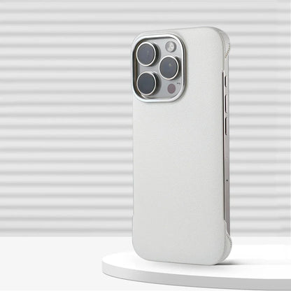 Slim Leather iPhone Case with MagSafe Compatibility – Stitched Edges, Raised Lens Guard, Non-Slip Grip for iPhone 13, 14, 15, 16 Pro Max
