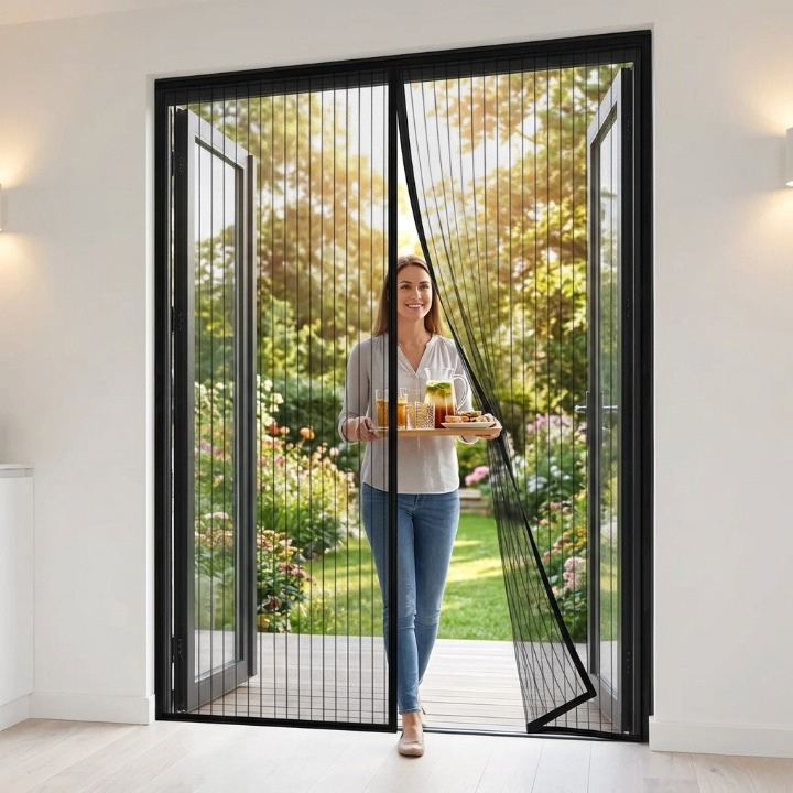 Mira Magnetic Door Curtain - Polyester Mesh, Easy Installation - 39.4 × 82.7 in