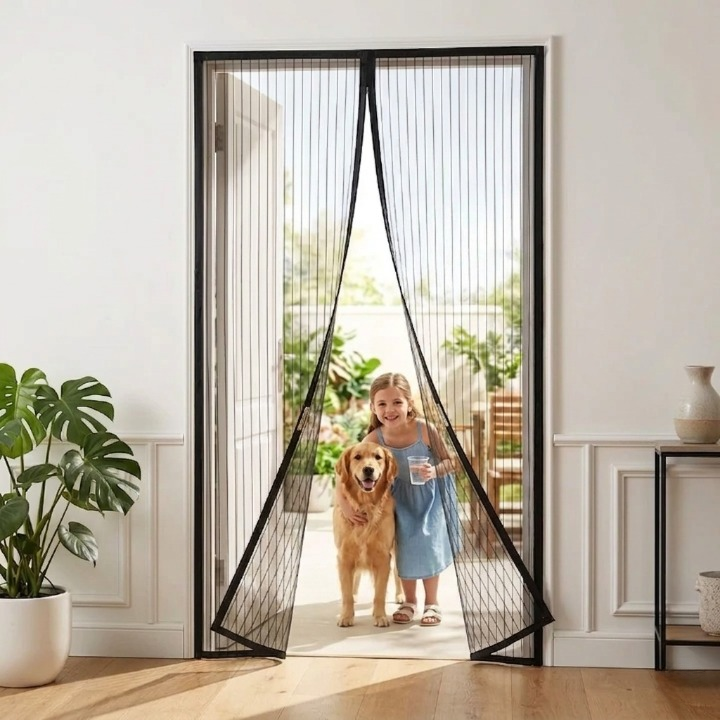 Mira Magnetic Door Curtain - Polyester Mesh, Easy Installation - 39.4 × 82.7 in