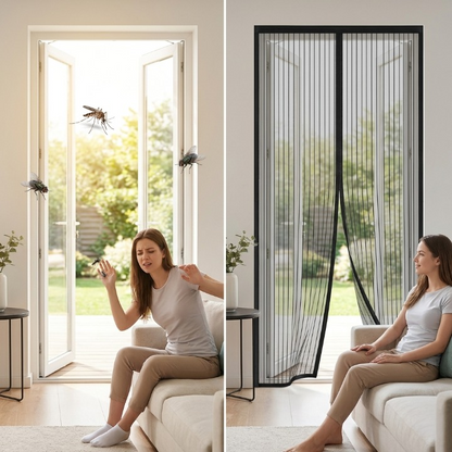 Mira Magnetic Door Curtain - Polyester Mesh, Easy Installation - 39.4 × 82.7 in