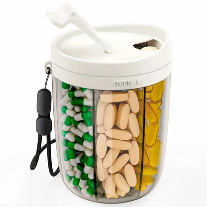 Mira Travel Pill Case - Compact Tin, 6-Compartment with Transparent Lid