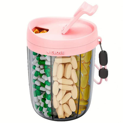 Mira Travel Pill Case - Compact Tin, 6-Compartment with Transparent Lid