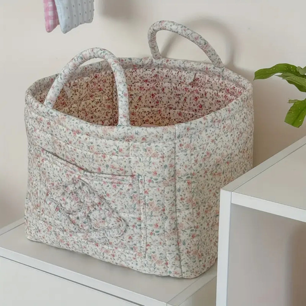 Misty Storage Basket - Quilted Microfiber, Floral Design