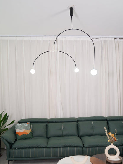 Sculptural Ceiling Light with Opaline Glass Diffusers Black & Brass Finish Multi-Arm Design for Dining Room Entryway Modern Overhead Fixture