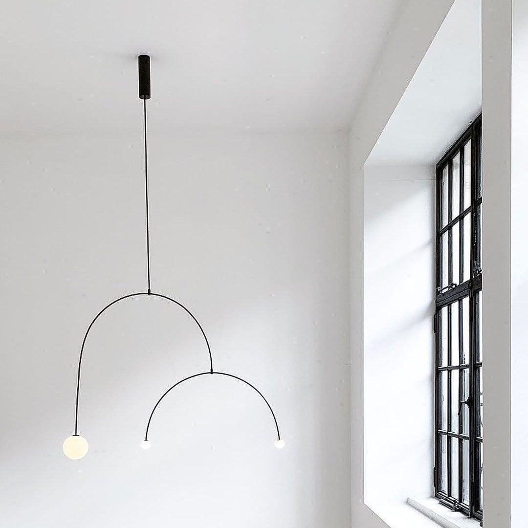 Sculptural Ceiling Light with Opaline Glass Diffusers Black & Brass Finish Multi-Arm Design for Dining Room Entryway Modern Overhead Fixture