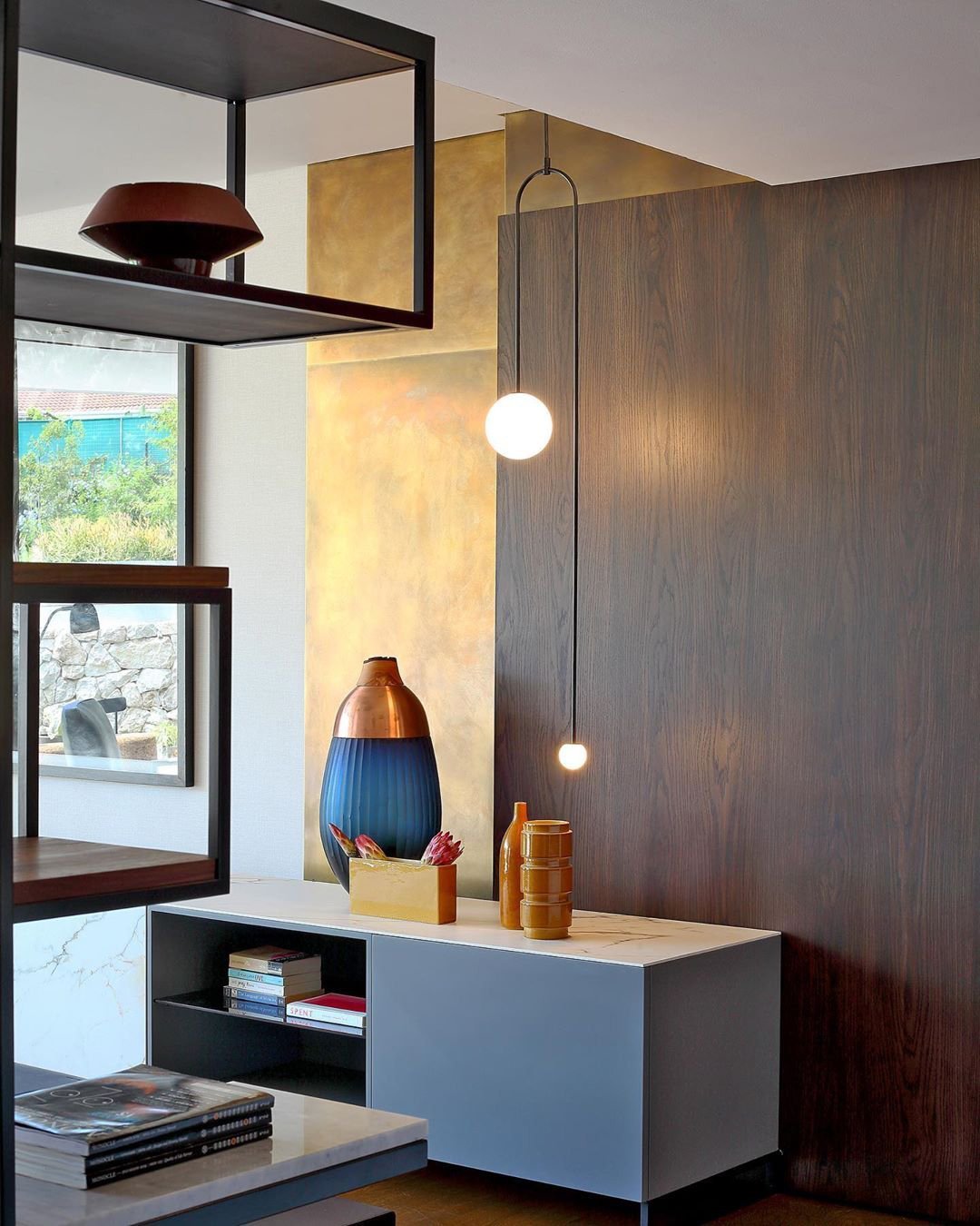 Sculptural Ceiling Light with Opaline Glass Diffusers Black & Brass Finish Multi-Arm Design for Dining Room Entryway Modern Overhead Fixture