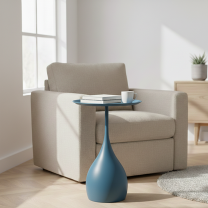 Round Side Table with Light-Luxury Design – Compact and Stylish for Sofa or Bed