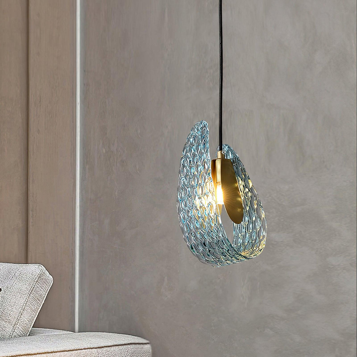 Handblown Cobalt Glass Drop Ceiling Fixture with Metal Accents 5.1 inch for Kitchen Island Dining Area Entryway