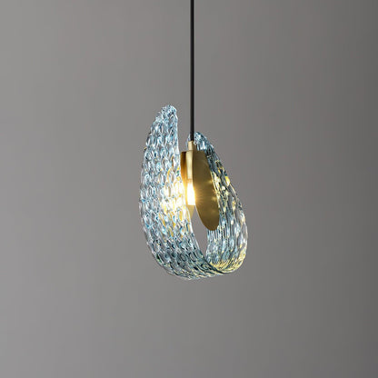 Handblown Cobalt Glass Drop Ceiling Fixture with Metal Accents 5.1 inch for Kitchen Island Dining Area Entryway