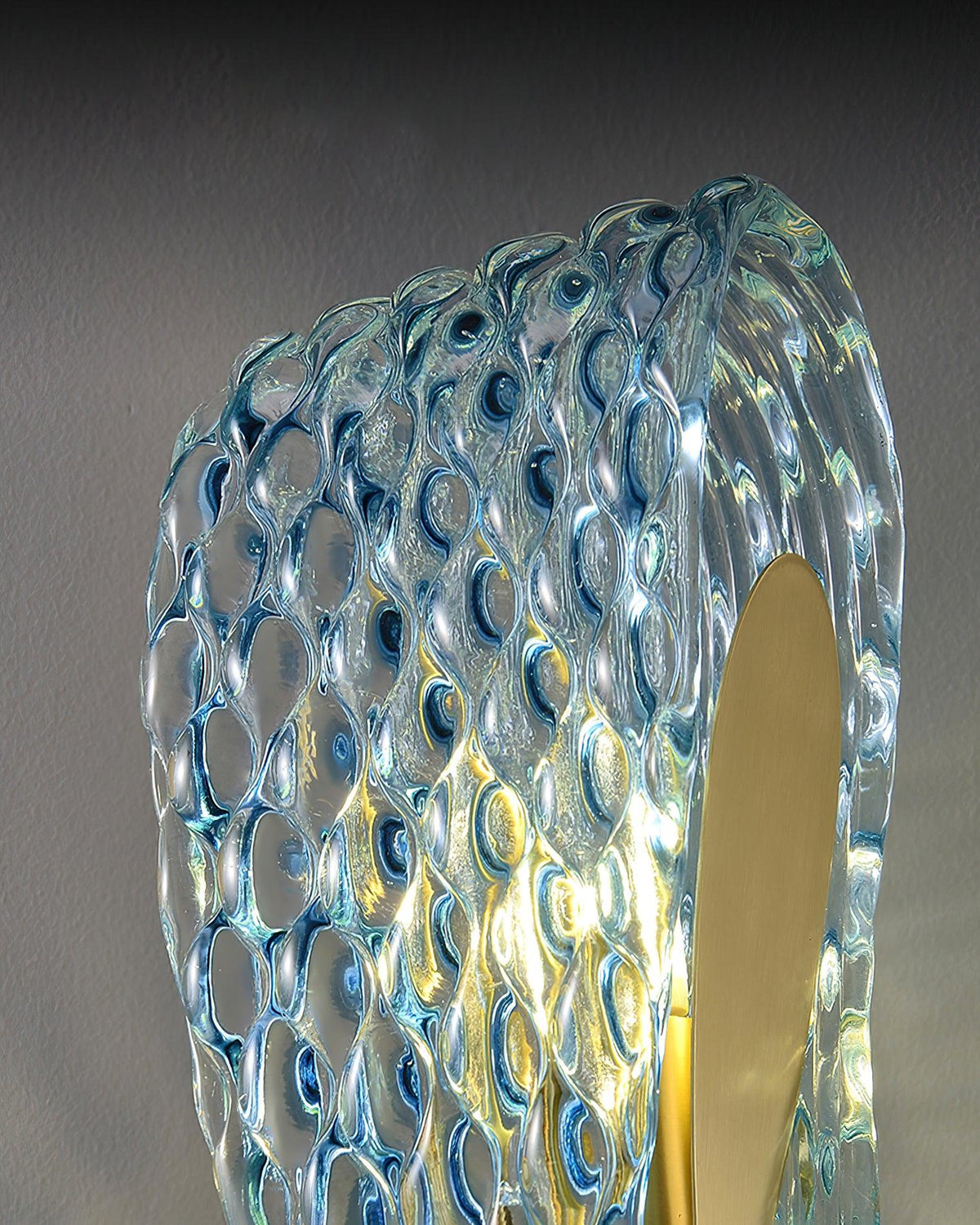 Vintage Brass and Blue Glass Wall Sconce for Bedroom Hallway Living Room – Elegant Decorative 2-Light or 3-Light Fixture with Diamond Textur