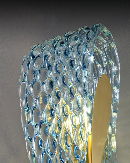 Vintage Brass and Blue Glass Wall Sconce for Bedroom Hallway Living Room – Elegant Decorative 2-Light or 3-Light Fixture with Diamond Textur
