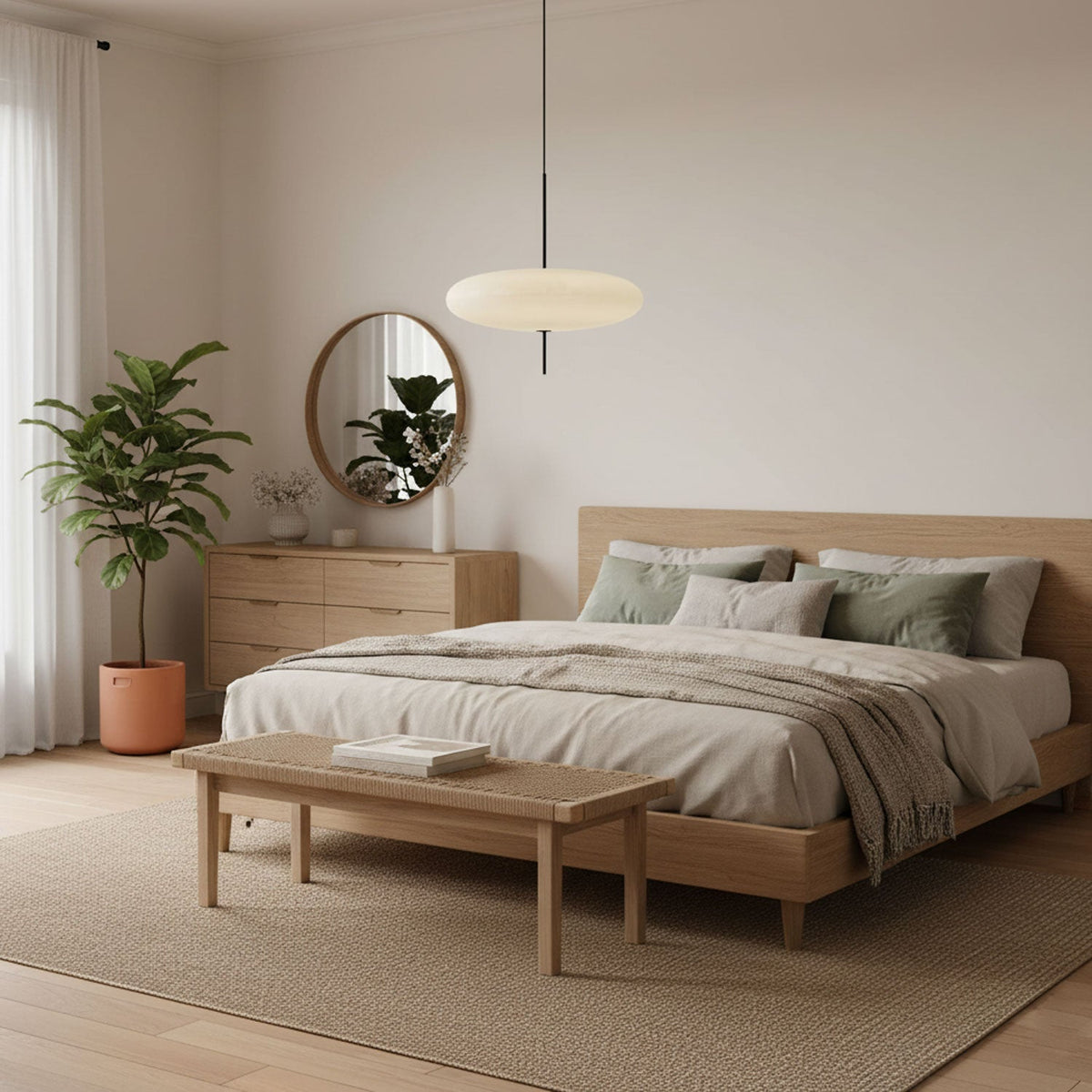 Ceiling Pendant Light White Polymer Shade Adjustable Drop Height Modern Dining Room Kitchen Living Room Hanging Fixture E26 E27 Socket 12 in