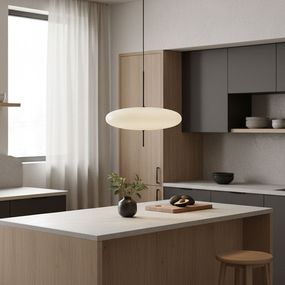 Ceiling Pendant Light White Polymer Shade Adjustable Drop Height Modern Dining Room Kitchen Living Room Hanging Fixture E26 E27 Socket 12 in