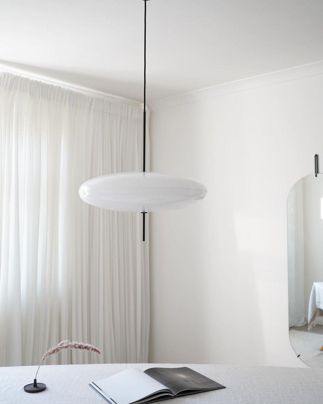 Ceiling Pendant Light White Polymer Shade Adjustable Drop Height Modern Dining Room Kitchen Living Room Hanging Fixture E26 E27 Socket 12 in